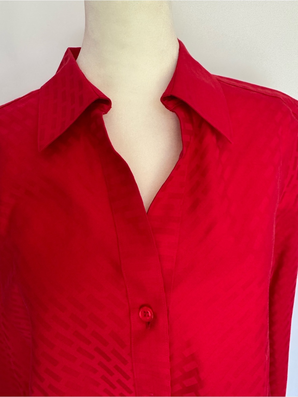 Investment’s Petite Classic Red Button-Front Women’s Shirt with Pointed Collar